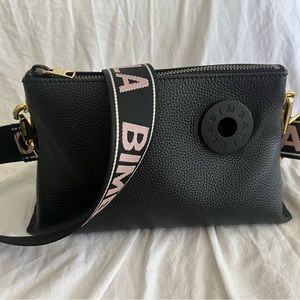 Bimba y Lola Black leather Crossbody bag with Bimba y Lola strap